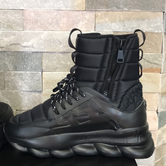 🎁 Versace Men's Chain Reaction High Top Sneakers Boot - Picture 6 of 9